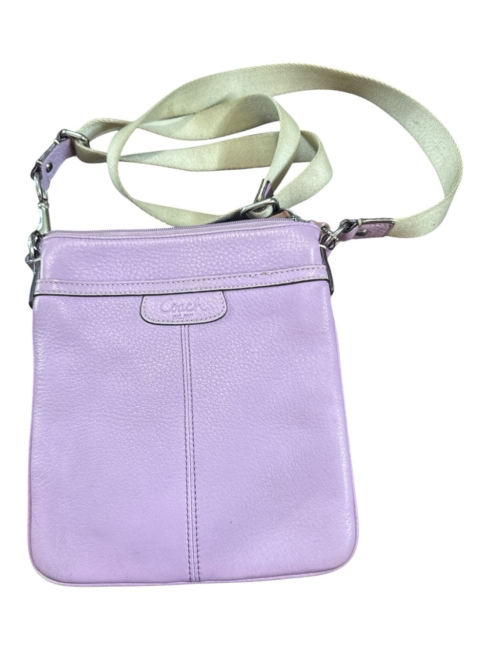 Coach Pebbled Leather Crossbody with Cream Strap